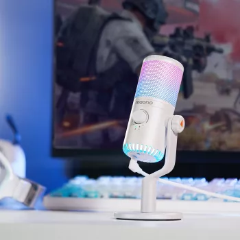 RGB USB Gaming Mic: Gain Knob, Mute & PC/Phone Setup