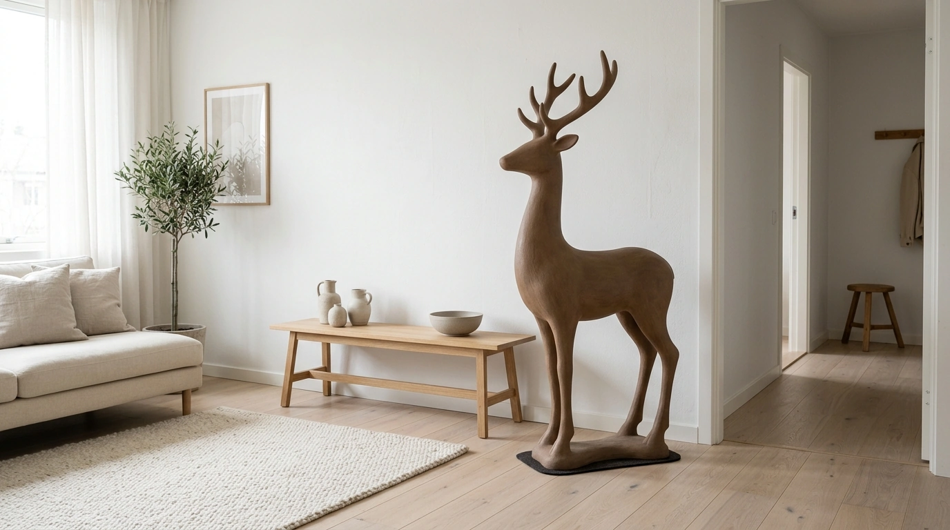 Nordic Deer Floor Sculpture: Styling, Placement, Care